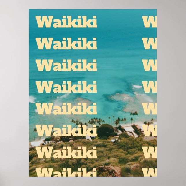 Póster Waikiki, Honolulu, Oahu, Hawái (Frente)