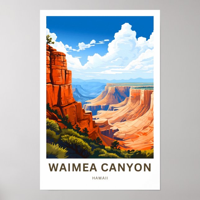 Póster Waimea Canyon Hawai Viaje impreso (Frente)