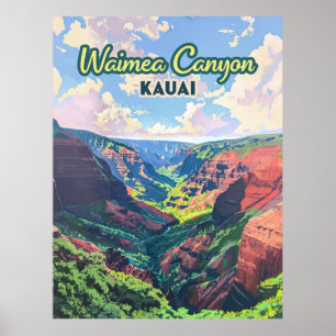 Póster Waimea Canyon Kauai Hawaii Retro
