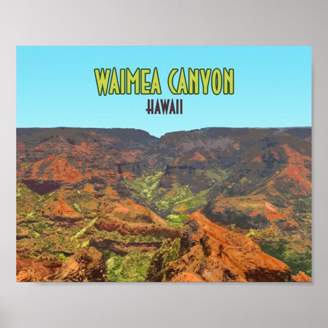 Póster Waimea Canyon Kauai Hawaii Viajes de época (Frente)
