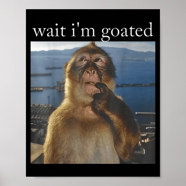 Póster Wait I'm Goated Funny Thinking Monkey Meme Gen Z H (Frente)