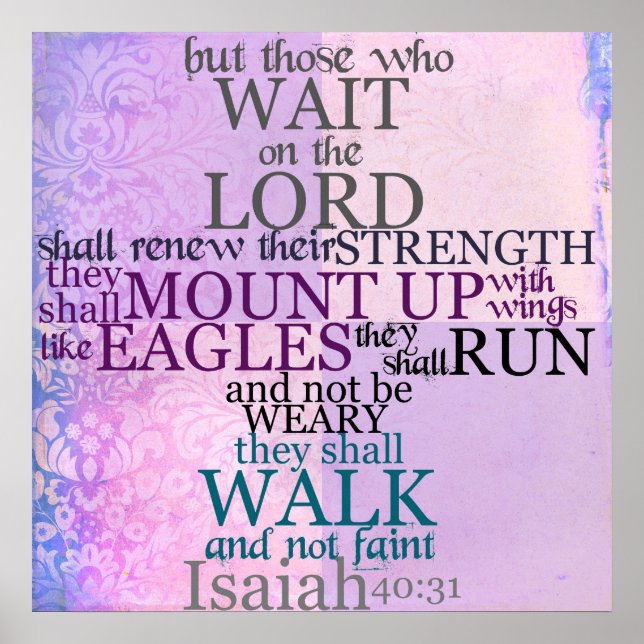Póster Wait on the Lord Scripture (Isaiah 40:31) (Frente)