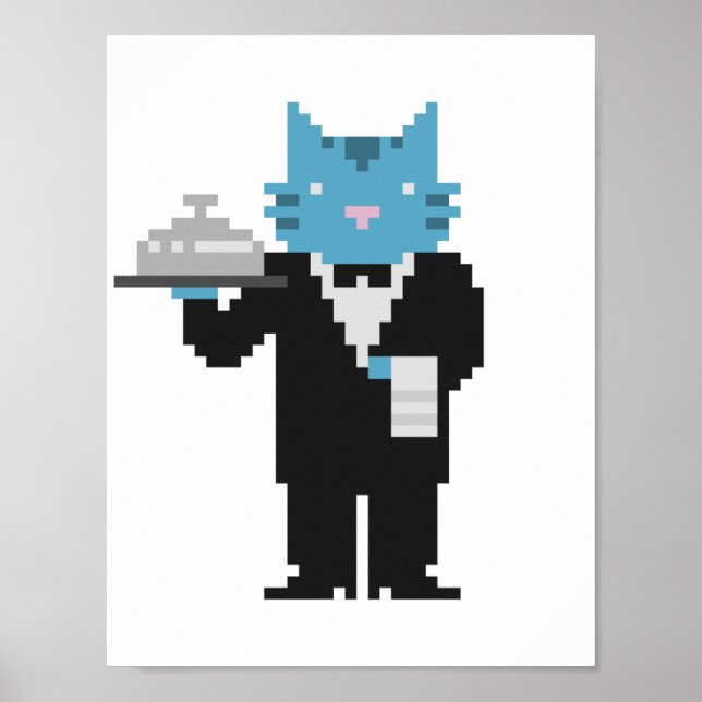 Póster Waiter Cat Pixel Art Poster (Frente)