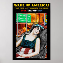 Póster Wake Up America Trump 2020