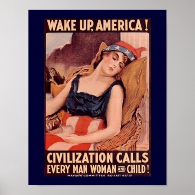 Póster Wake Up America Vintage WW1 (Frente)