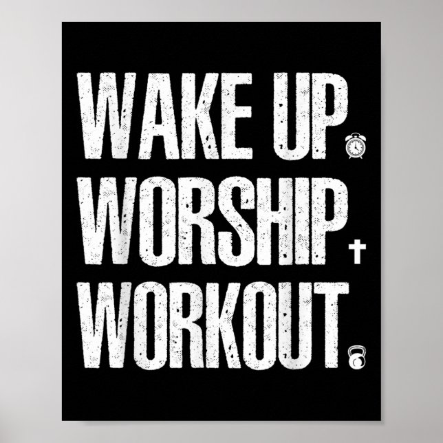 Póster Wake Up Worship Workout Lovers Faith Christian Wom (Frente)