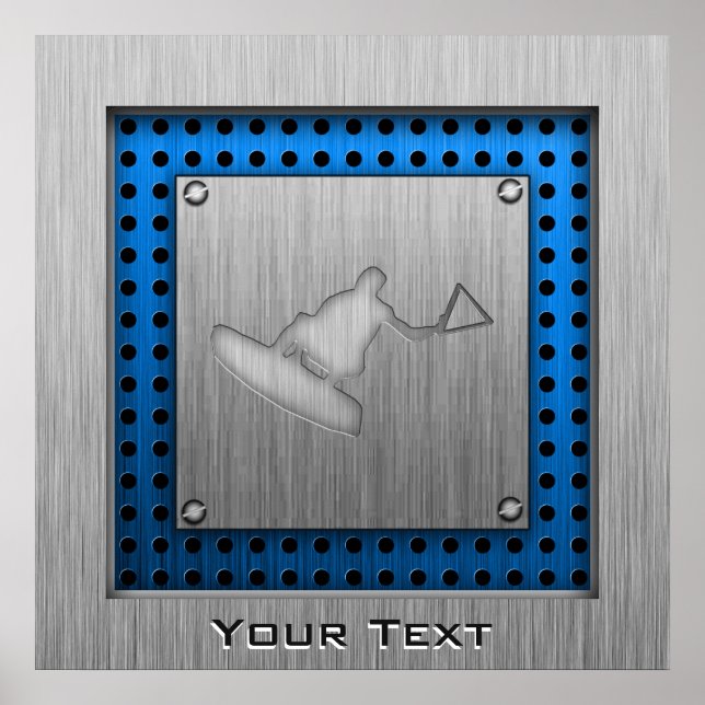 Póster Wakeboarder de apariencia Metalizado cepillado (Frente)