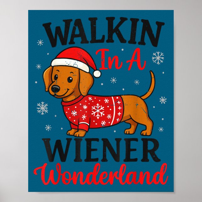 Póster Walking In Weiner Wonderland Mini Dachshund Christ (Frente)