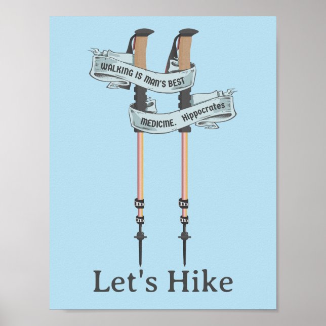Póster walking is the best medic Hippocrates hiking pulse (Frente)