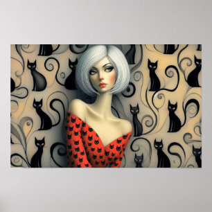 Póster Wall Art Le Femme Black Cats Poster