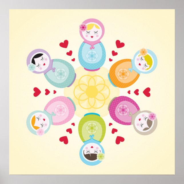Póster WALL ART : muñecas babushka - mandala (Frente)