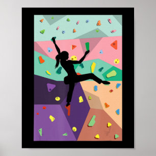 Póster Wall Climbing Indoor Rock Climbers Action Sports A