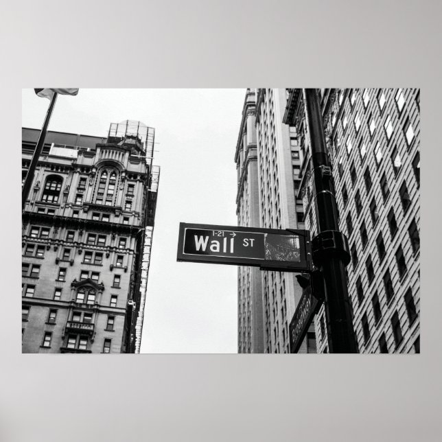 Póster Wall Street Blanco y Negro (Frente)
