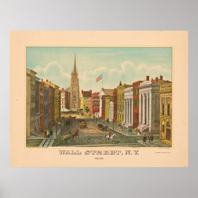 Póster Wall Street, Nueva York (1847) (Frente)