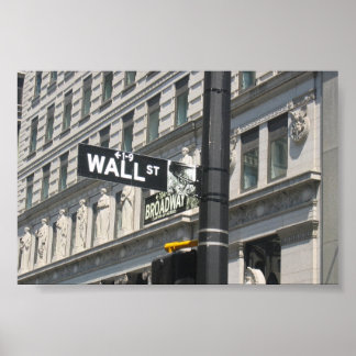 Póster Wall Street y Broadway, Nueva York