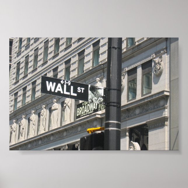 Póster Wall Street y Broadway, Nueva York (Frente)