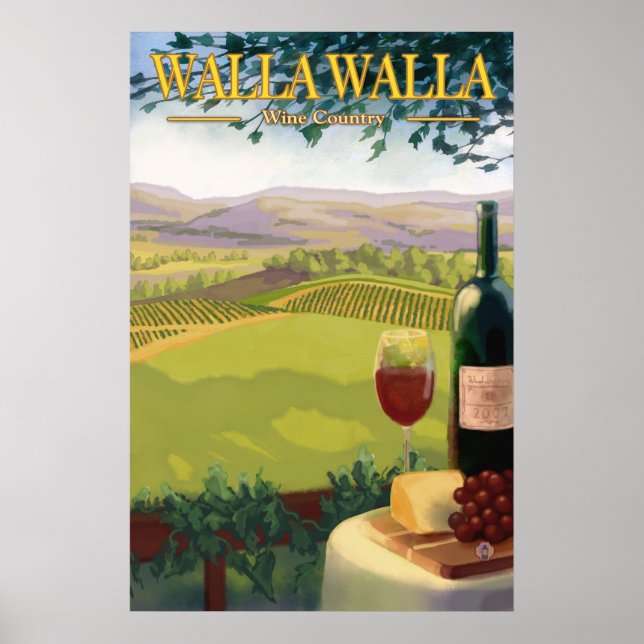 Póster Walla Walla, WA Wine Country - Travel Poster (Frente)