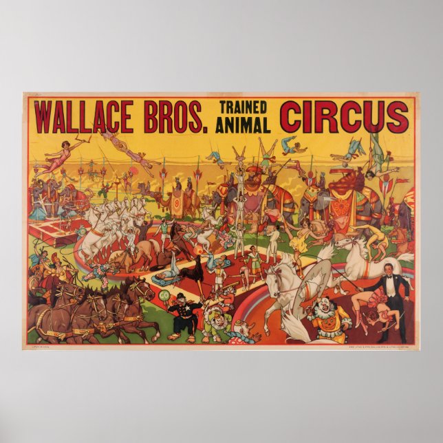 Póster Wallace Bros. Poster de circo animal entrenado (Frente)