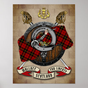 Póster Wallace Clan Badge W/Crossed Swords Poster