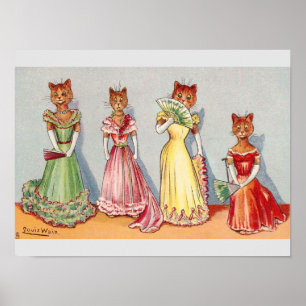 Póster Wallflower Cats por Louis Wain