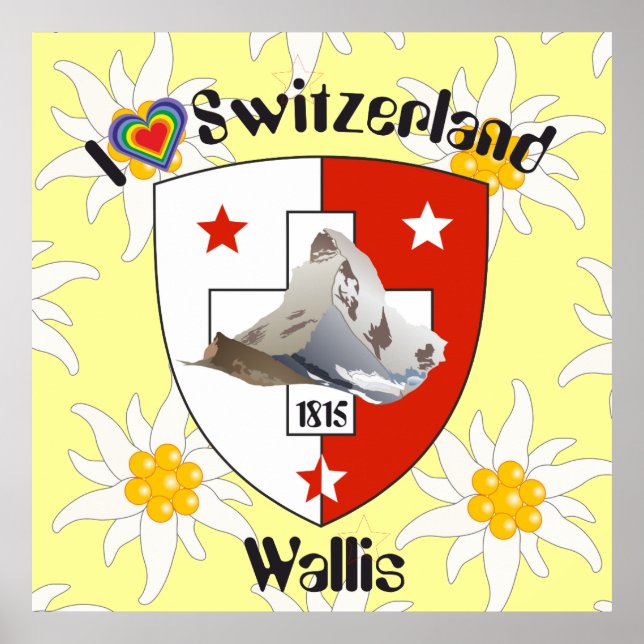 Póster Wallis Valais Schweiz Suisse Poster (Frente)