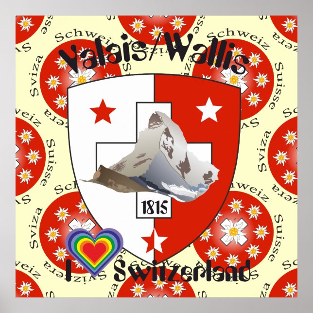 Póster Wallis Valais Schweiz Suisse Poster (Frente)