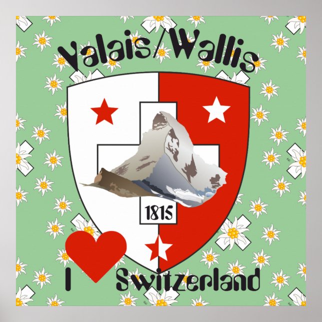 Póster Wallis Valais Schweiz Suisse Poster (Frente)
