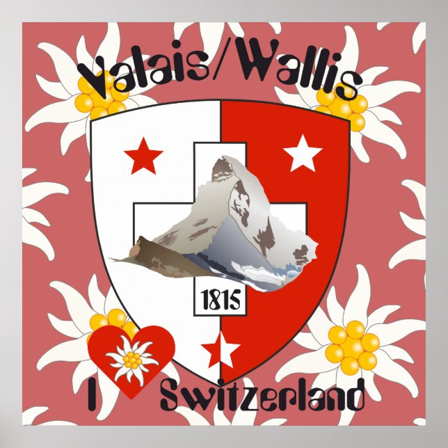 Póster Wallis Valais Schweiz Suisse Poster (Frente)