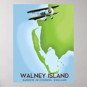 Póster Walney Island, Burrow-In-Furness, mapa de Inglater