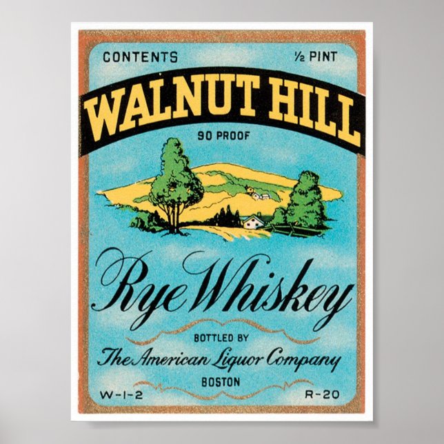 Póster Walnut Hill Rye Whiskey Boston Massachusetts USA (Frente)