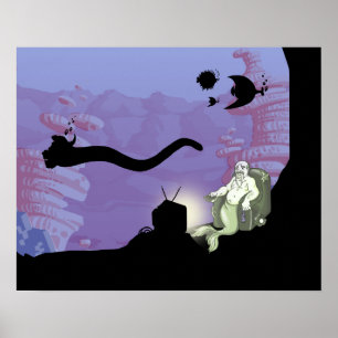 Póster Walrus Watching TV