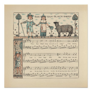 Póster Walter Crane Baa Baa Oveja Negra Rima Infantil