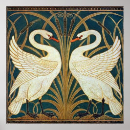 Póster Walter Crane Swan, Rush E Iris Art Nouveau