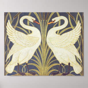 Póster Walter Crane Swan, Rush E Iris Art Nouveau