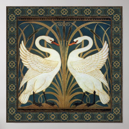 Póster Walter Crane Swan, Rush E Iris Art Nouveau