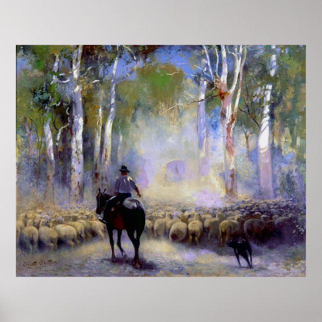 Póster Walter Withers The Drover 1912 Australian Art (Frente)