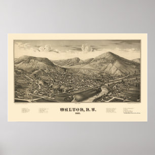 Póster Walton, Mapa Panorámico de Nueva York - 1887