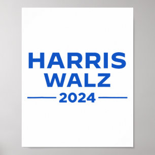 Póster Walz 2024 Bandera estadounidense Kamala Harris