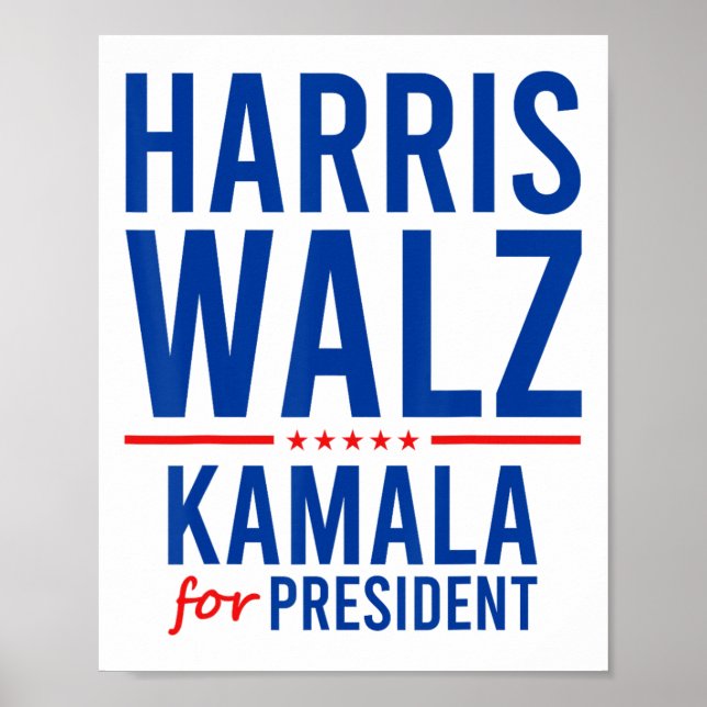 Póster Walz 2024 Kamala Harris Presidente Tim Walz  (Frente)