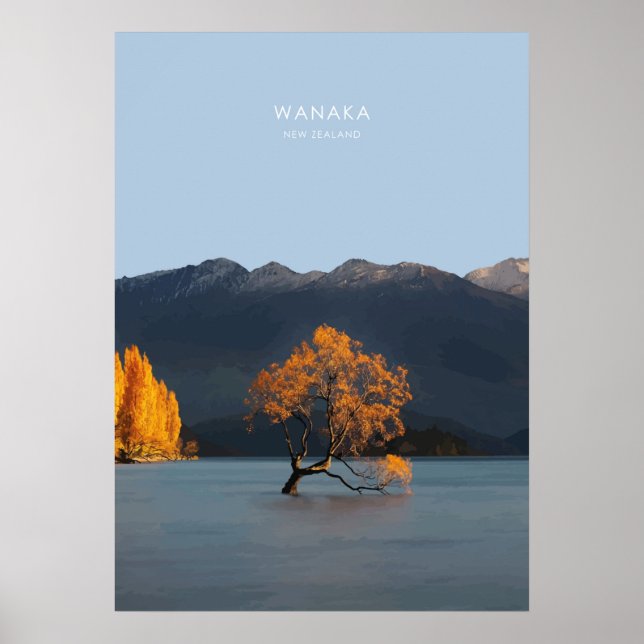 Póster Wanaka, New Zealand Travel Artwork (Frente)