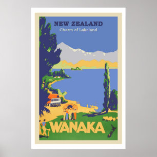 Póster Wanaka, New Zealand Vintage Travel