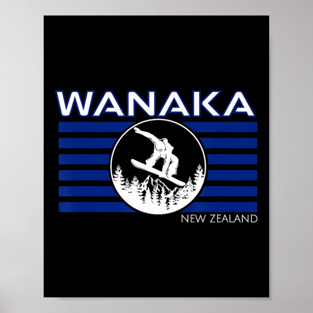 Póster Wanaka Nueva Zelanda Snowboarding Nueva Zelanda (Frente)