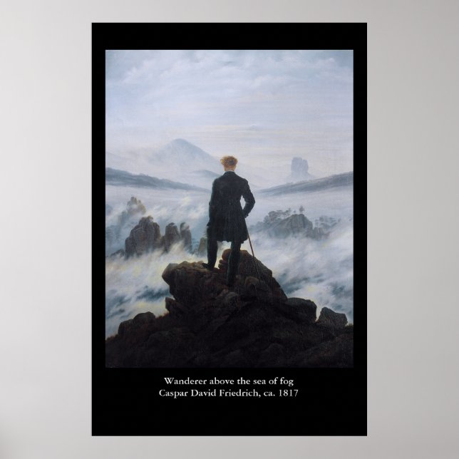 Póster Wanderer de Friedrich sobre el mar de la niebla (Frente)