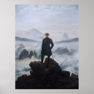 Póster Wanderer de Friedrich sobre el mar de la niebla