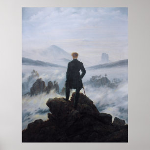 Póster Wanderer de Friedrich sobre el mar de la niebla