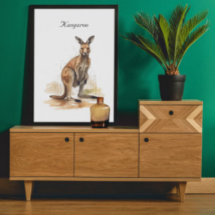 Póster Wanderer de Outback: personalizado canguro acuarel