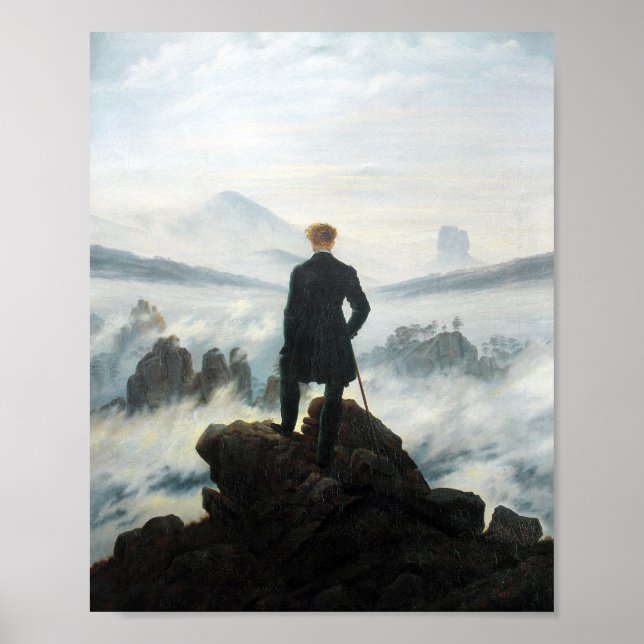 Póster Wanderer por encima del mar de niebla, Friedrich (Frente)