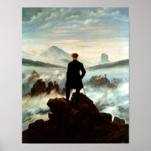 Póster Wanderer por encima del mar de niebla - Friedrich
