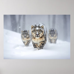 Póster Wandering de la familia de animales leopardo de la