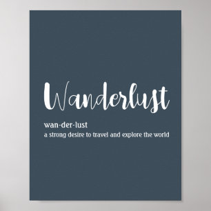 Póster Wanderlust definición color azul blanco